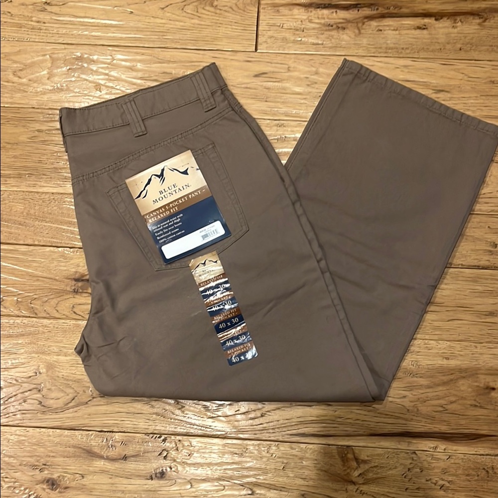 Brown Chinos Straight Leg Cotton Blend